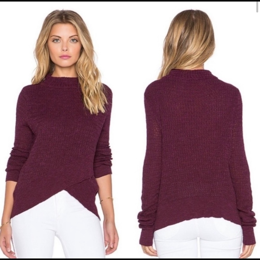 Free People BOHO Wrap Sweater Plum Linen Blend Size XS - Picture 1 of 6